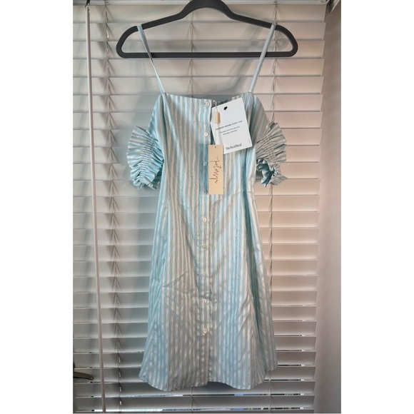 Petersyn Sky Blue Striped Midi Dress